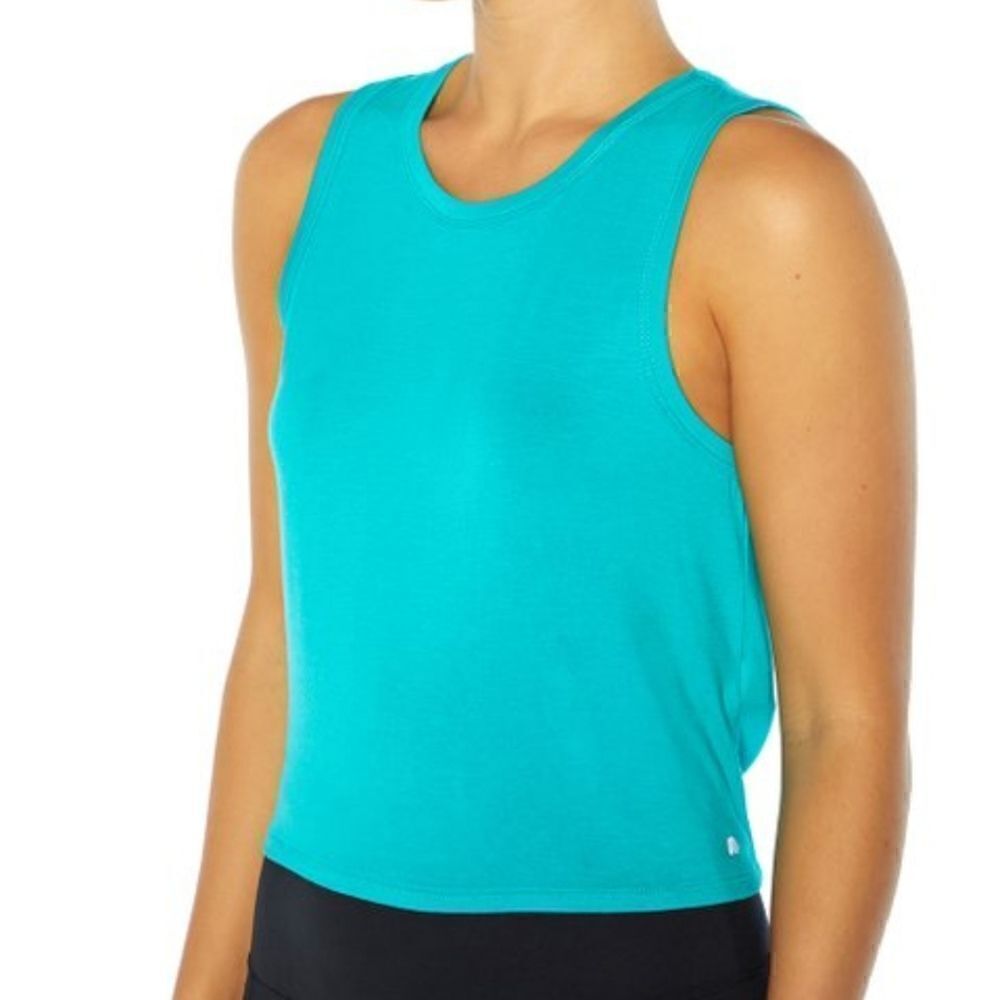 NWT CYCLE HOUSE BY MARKIA CERAMIC AQUA CUTOUT TIEBACK ARLO TANK TOP SZ. M